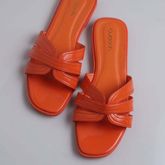 Chic Leather Slides in Orange