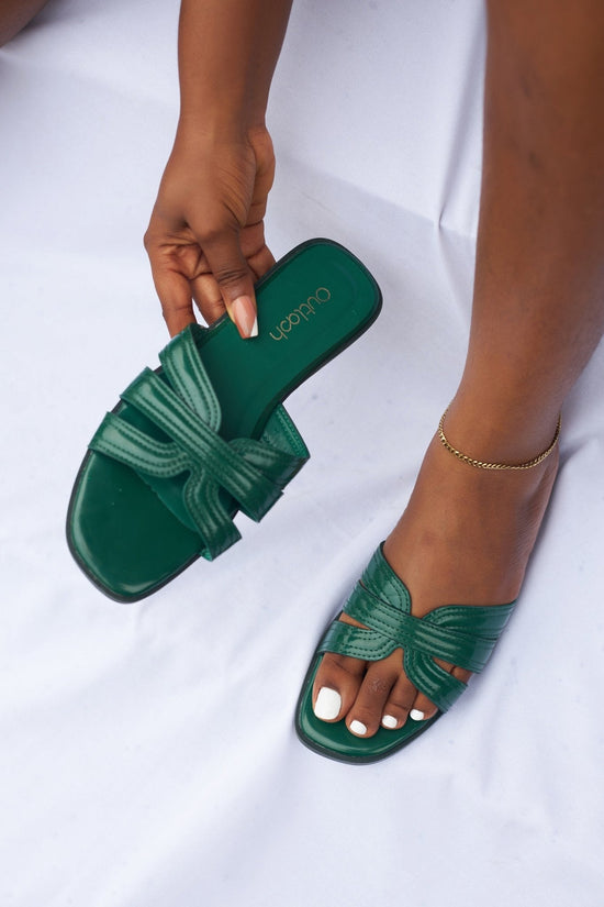 Chic Leather Slides in Emerald - Outlash brand