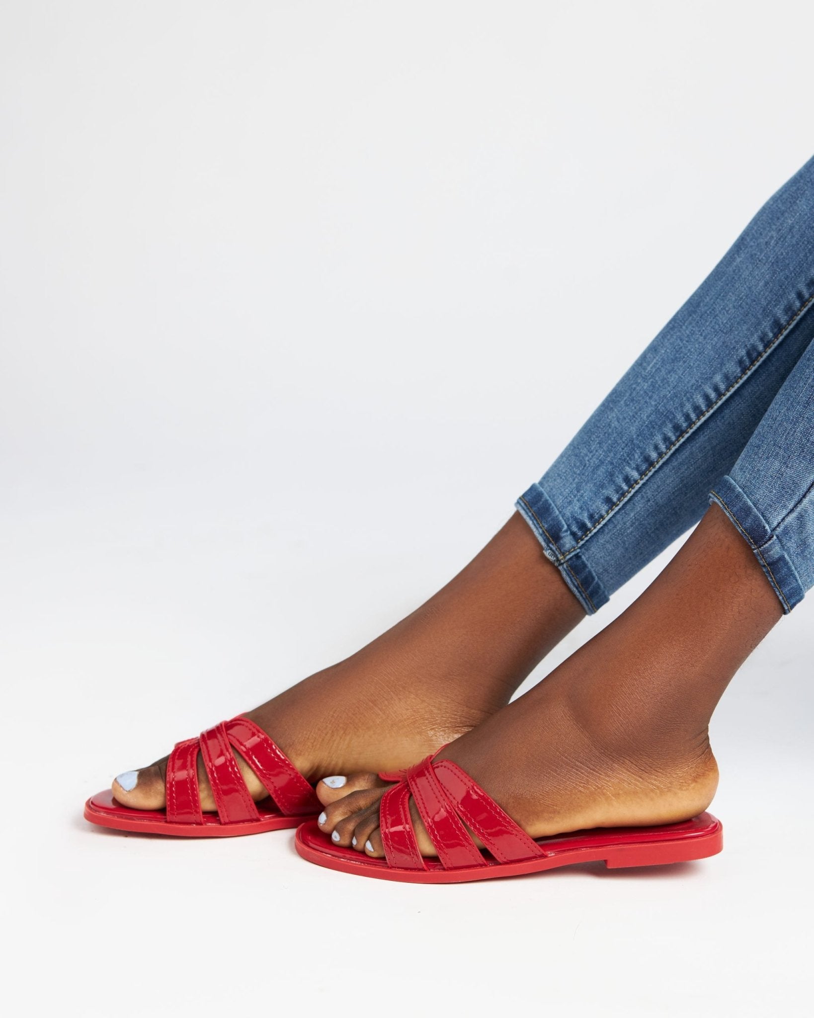 Chic Leather Slides in Red - Outlash brand